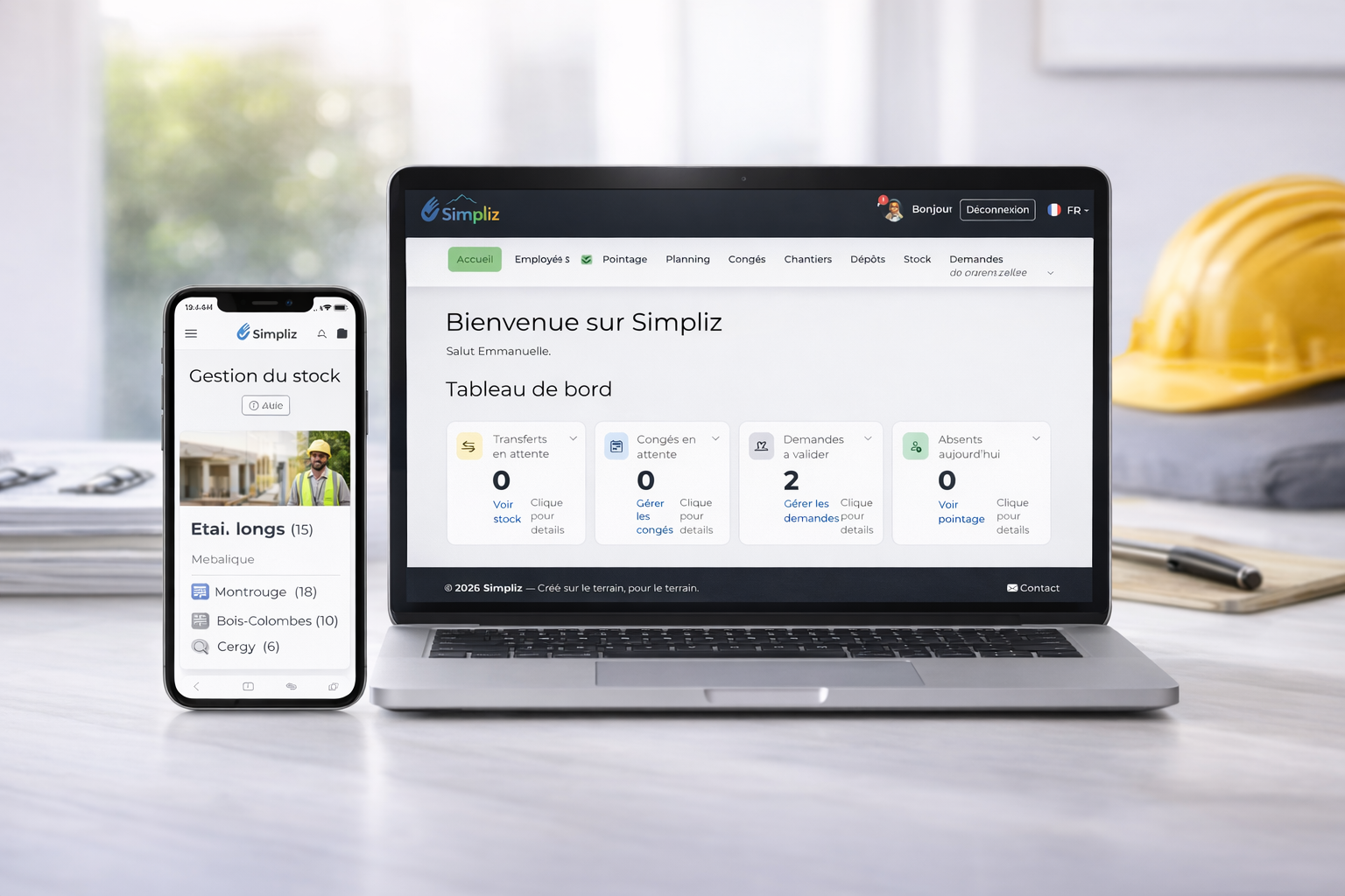 Aperçu de Simpliz sur mobile et ordinateur